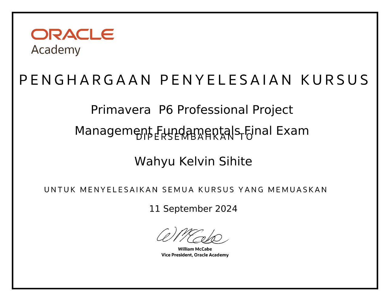 Primavera P6 Professional Project